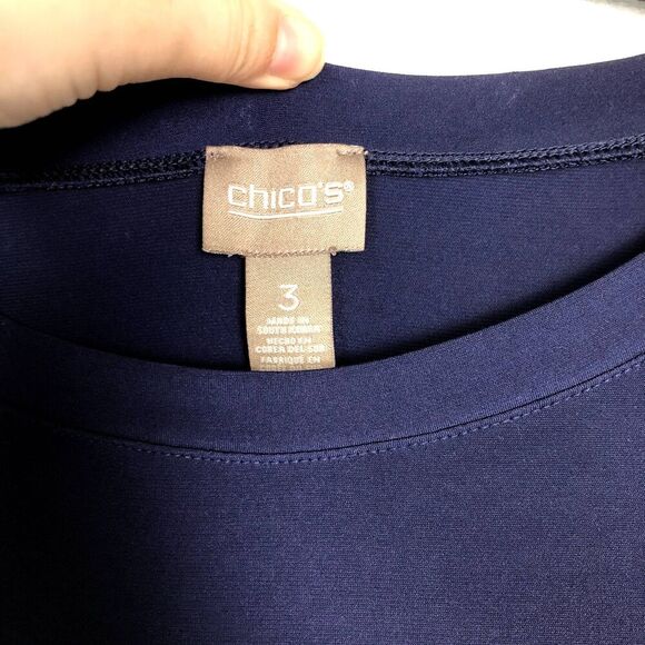 Chico's Blue‎ Micro Sleeve Blouse Sz 16 VGUC Contemporary Capsule Wardobe Career - Picture 5 of 7